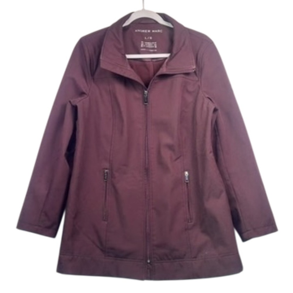 Andrew Marc Softshell Jacket Maroon L Water-Repellent